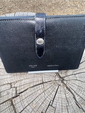 Celine Black Leather Snap Wallet EUC